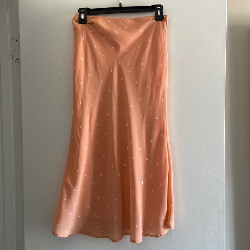 Pink & White Polka Dot MIDI Skirt. Size S